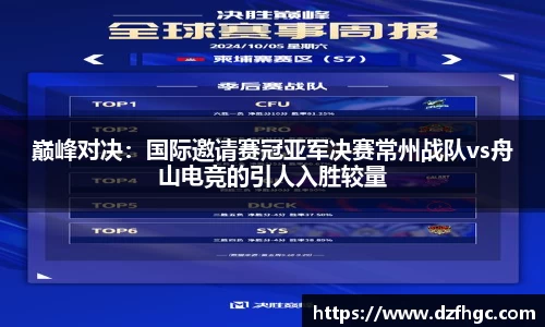 巅峰对决：国际邀请赛冠亚军决赛常州战队vs舟山电竞的引人入胜较量